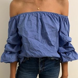 Blue off the shoulder top